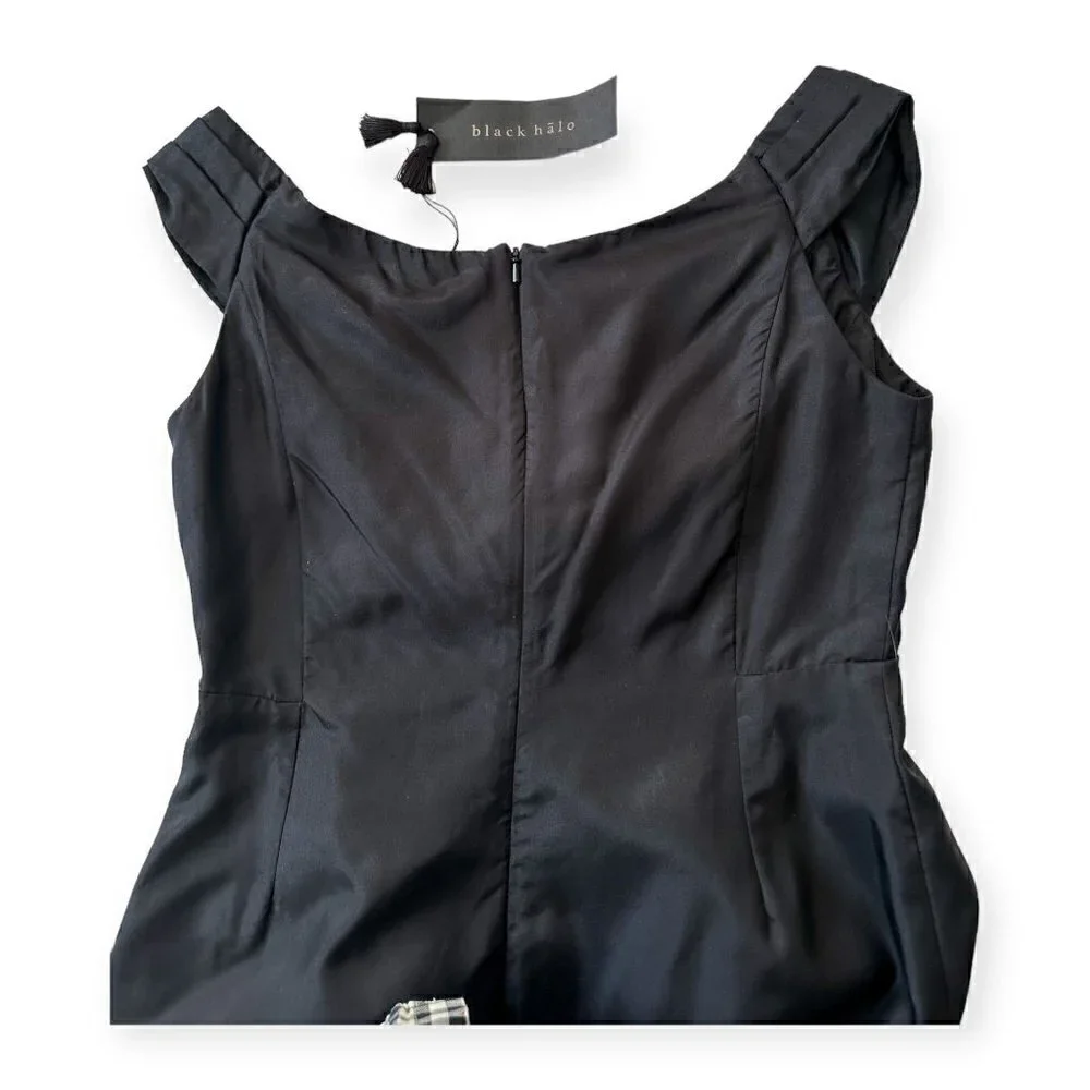 New with Tags,‎ Black Halo Silk Sleeveless Pleated Sheath Dress, Size 8, Black - Picture 12 of 15